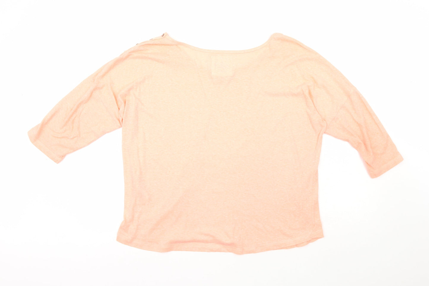 H&M Womens Pink  Cotton Basic T-Shirt Size 14 Boat Neck