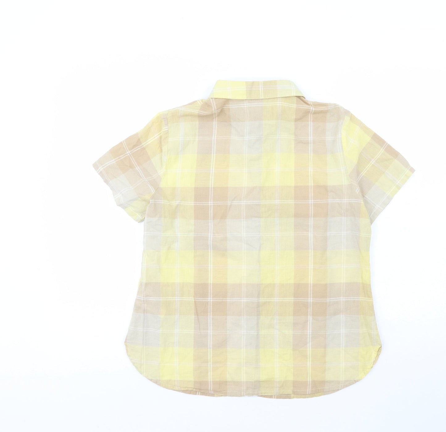 Damart Boys Yellow Plaid 100% Cotton Basic Button-Up Size 14 Years Collared