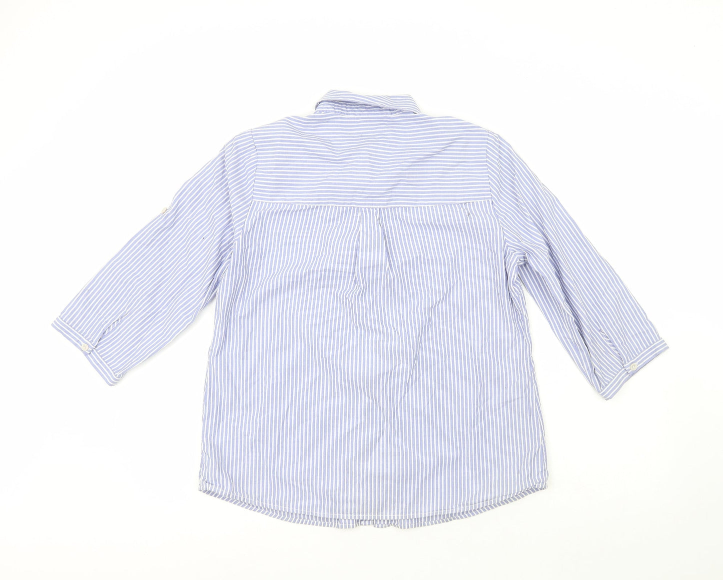 Damart Boys Blue Striped 100% Cotton Basic Button-Up Size 14 Years Collared