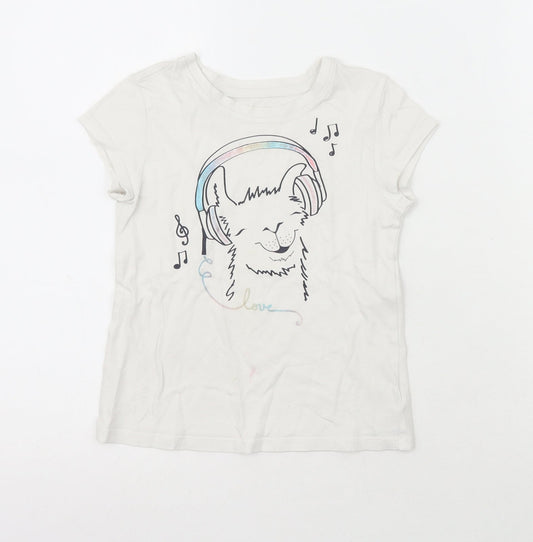 Gap Girls White  Polyester Pullover T-Shirt Size S Crew Neck  - Lama
