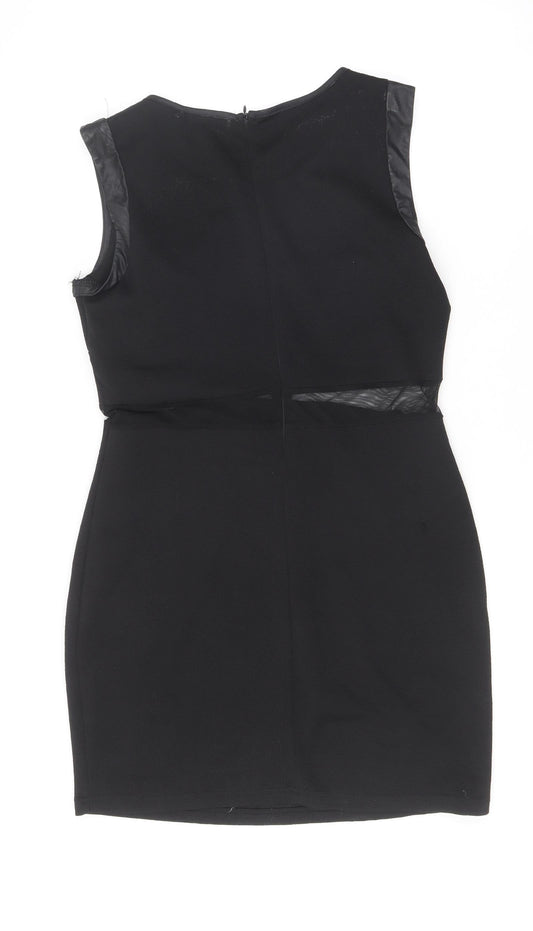 F&H Womens Black  Polyester Bodycon  Size L  Boat Neck