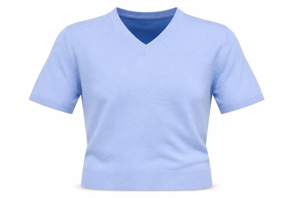 Marks and Spencer Womens Blue V-Neck  Viscose Pullover Jumper Size 8