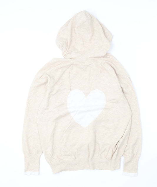 Oasis Womens Beige  Viscose Pullover Hoodie Size L