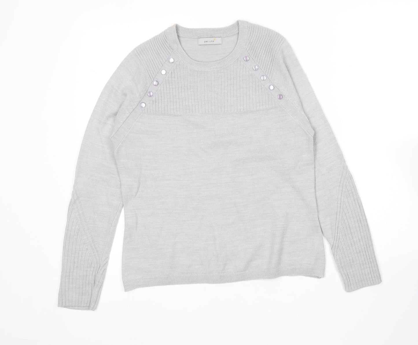 Marks and Spencer Womens Grey Round Neck  Acrylic Pullover Jumper Size 10