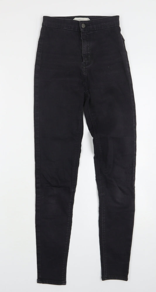 Topshop Womens Black  Cotton Skinny Jeans Size 24 in L29 in Regular