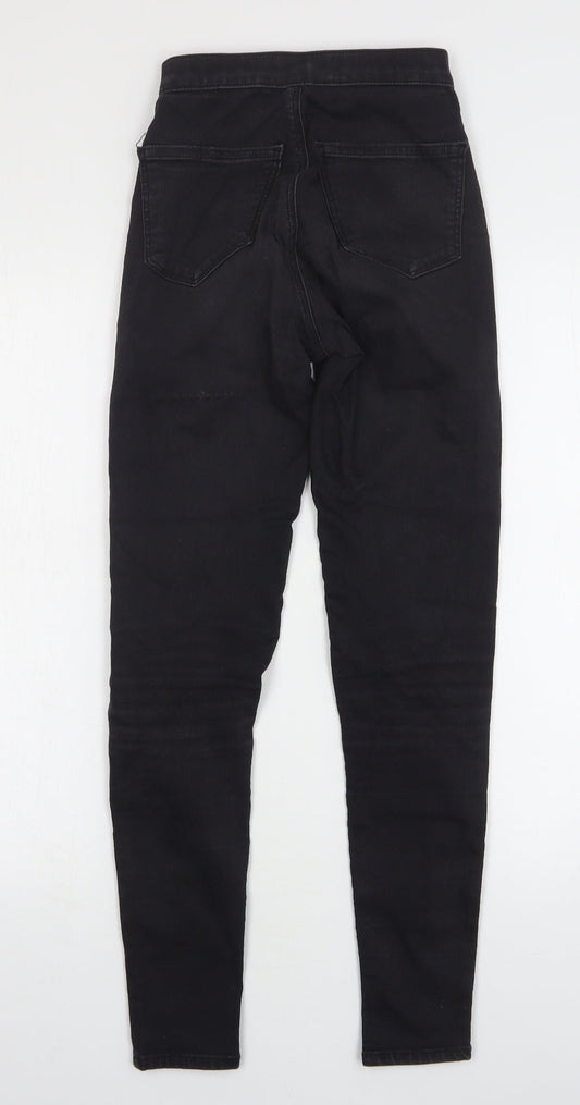 Topshop Womens Black  Cotton Skinny Jeans Size 24 in L29 in Regular