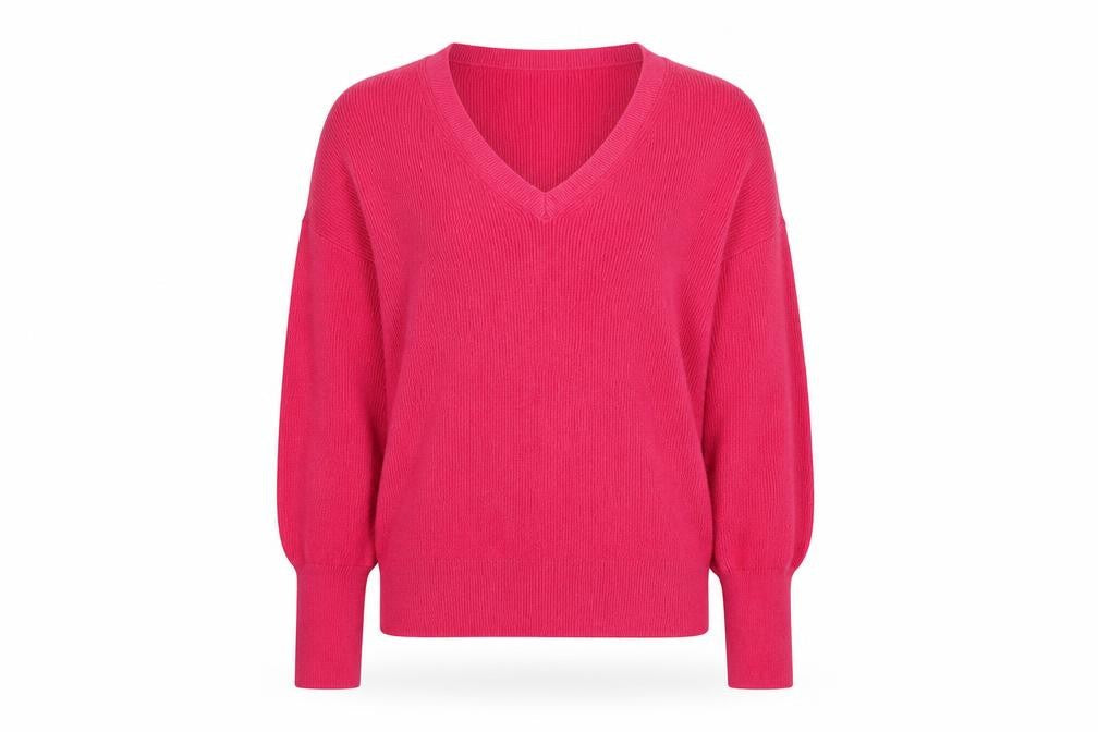 Marks and Spencer Womens Pink V-Neck  Polyester Pullover Jumper Size XS
