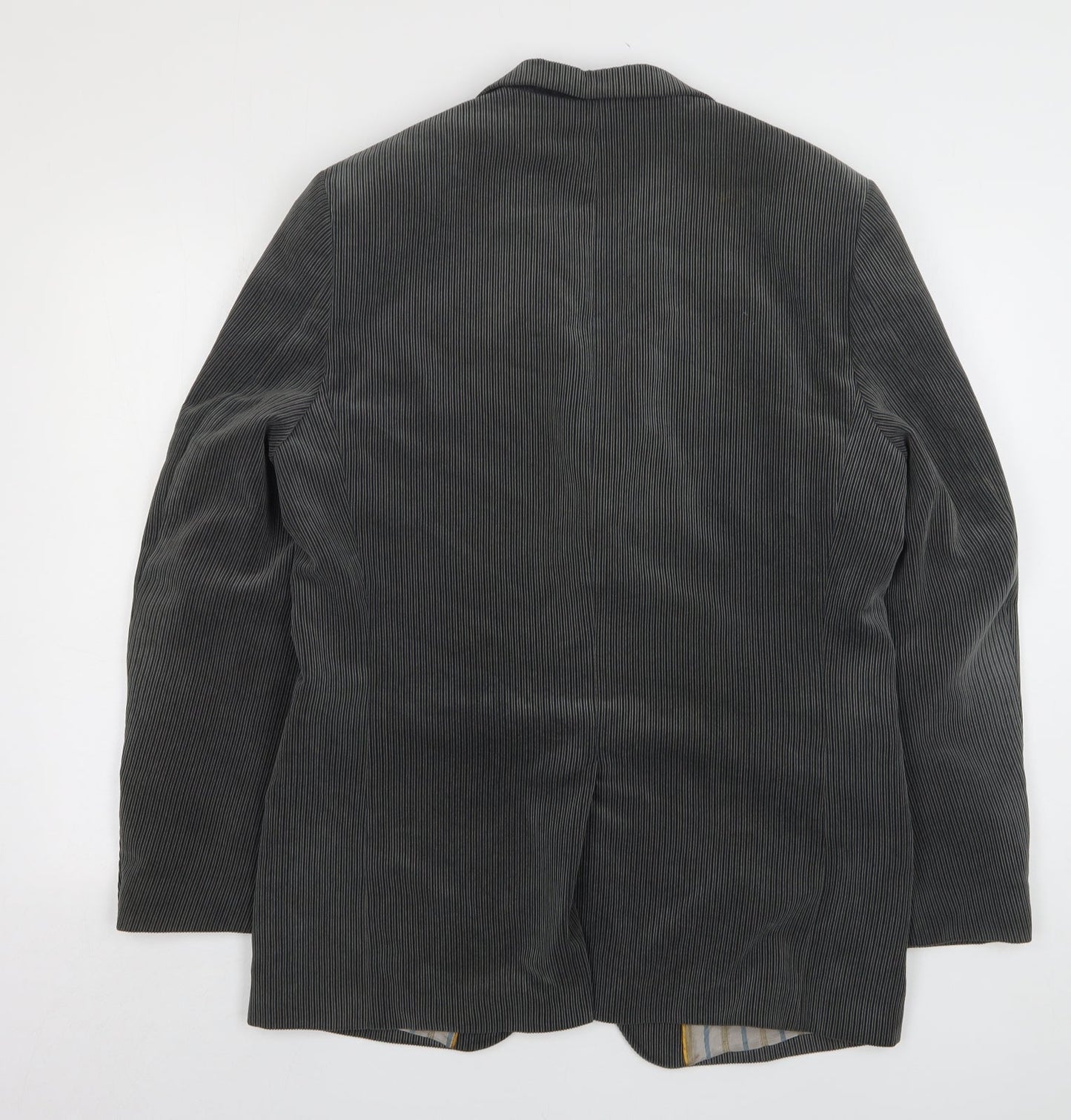 Douglas Mens Grey Striped Polyester Jacket Suit Jacket Size 40