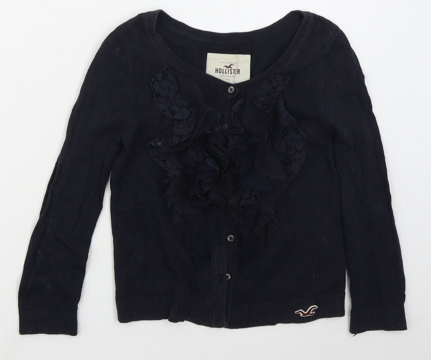 Hollister Womens Blue Boat Neck  Cotton Cardigan Jumper Size XS