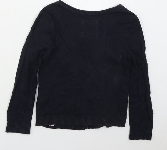 Hollister Womens Blue Boat Neck  Cotton Cardigan Jumper Size XS