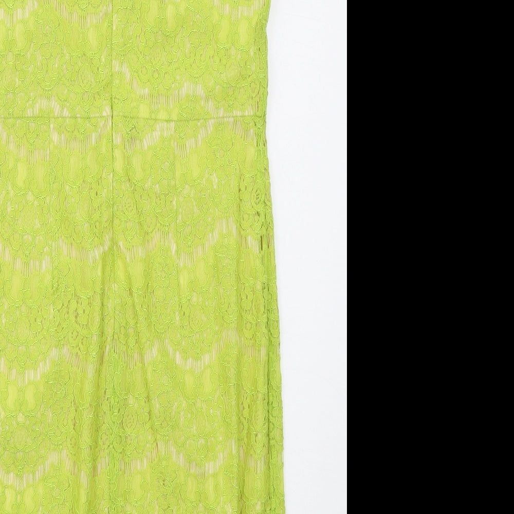 Darling Womens Green  Nylon Pencil Dress  Size M  Round Neck Zip