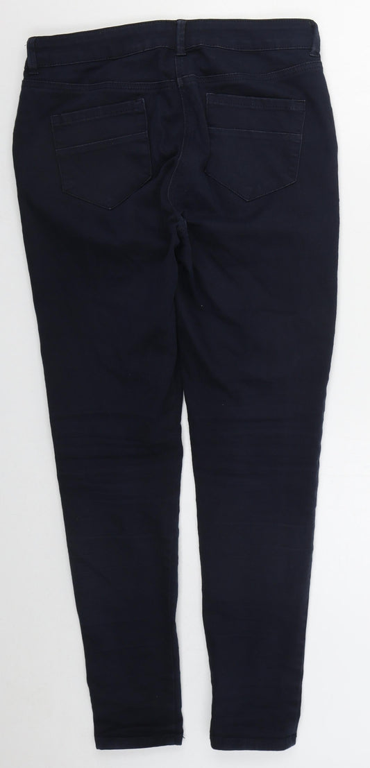 NEXT Womens Blue  Cotton Skinny Jeans Size 10 L28 in Regular Button