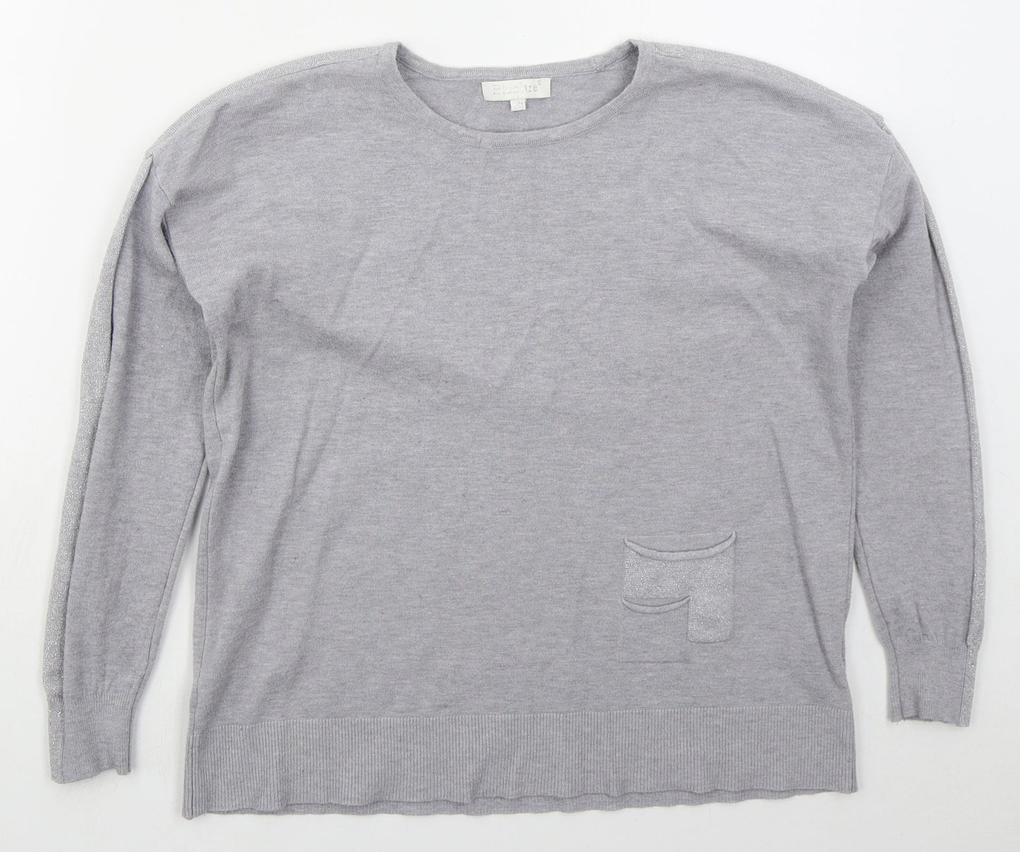Bluoltre Womens Grey Crew Neck  Viscose Pullover Jumper Size S
