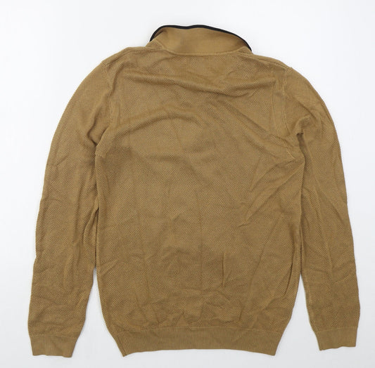 Topman Mens Brown Collared  Viscose Pullover Jumper Size M