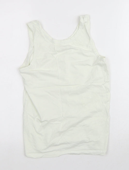 Smart Start Girls White  100% Cotton Basic Tank Size 10-11 Years Round Neck