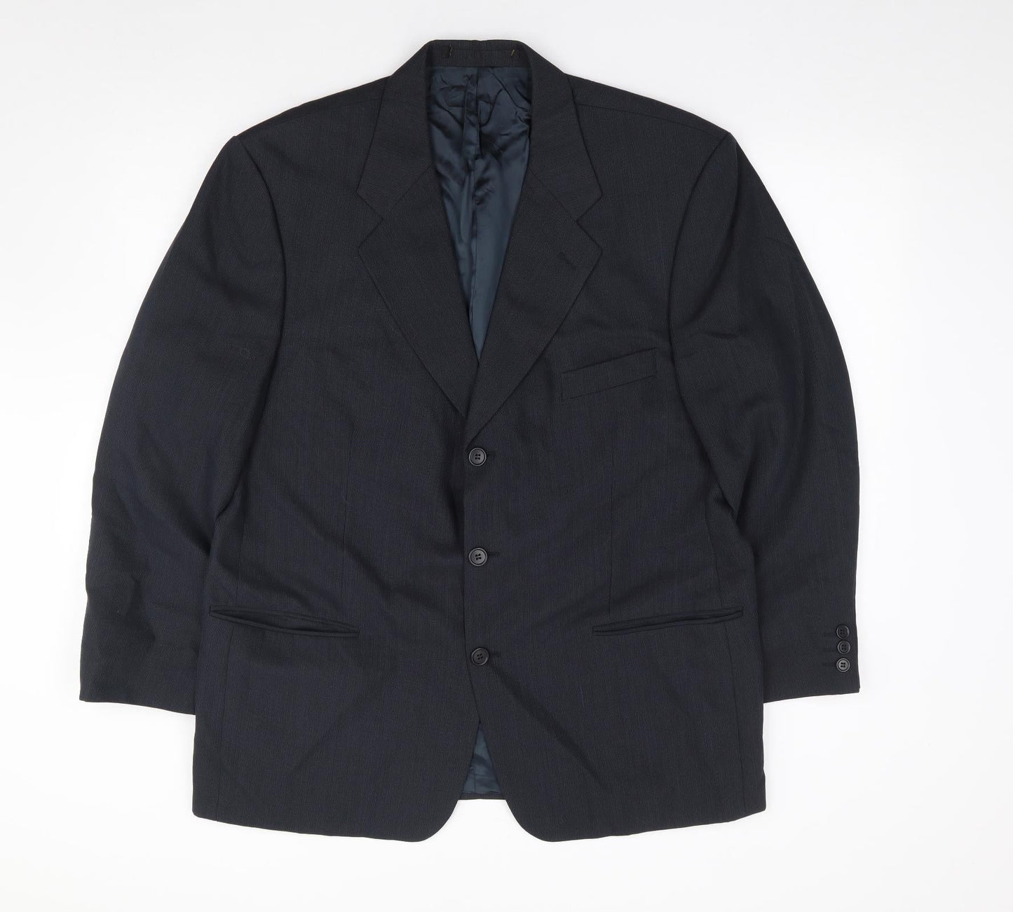 Preworn Mens Blue  Wool Jacket Suit Jacket Size 44