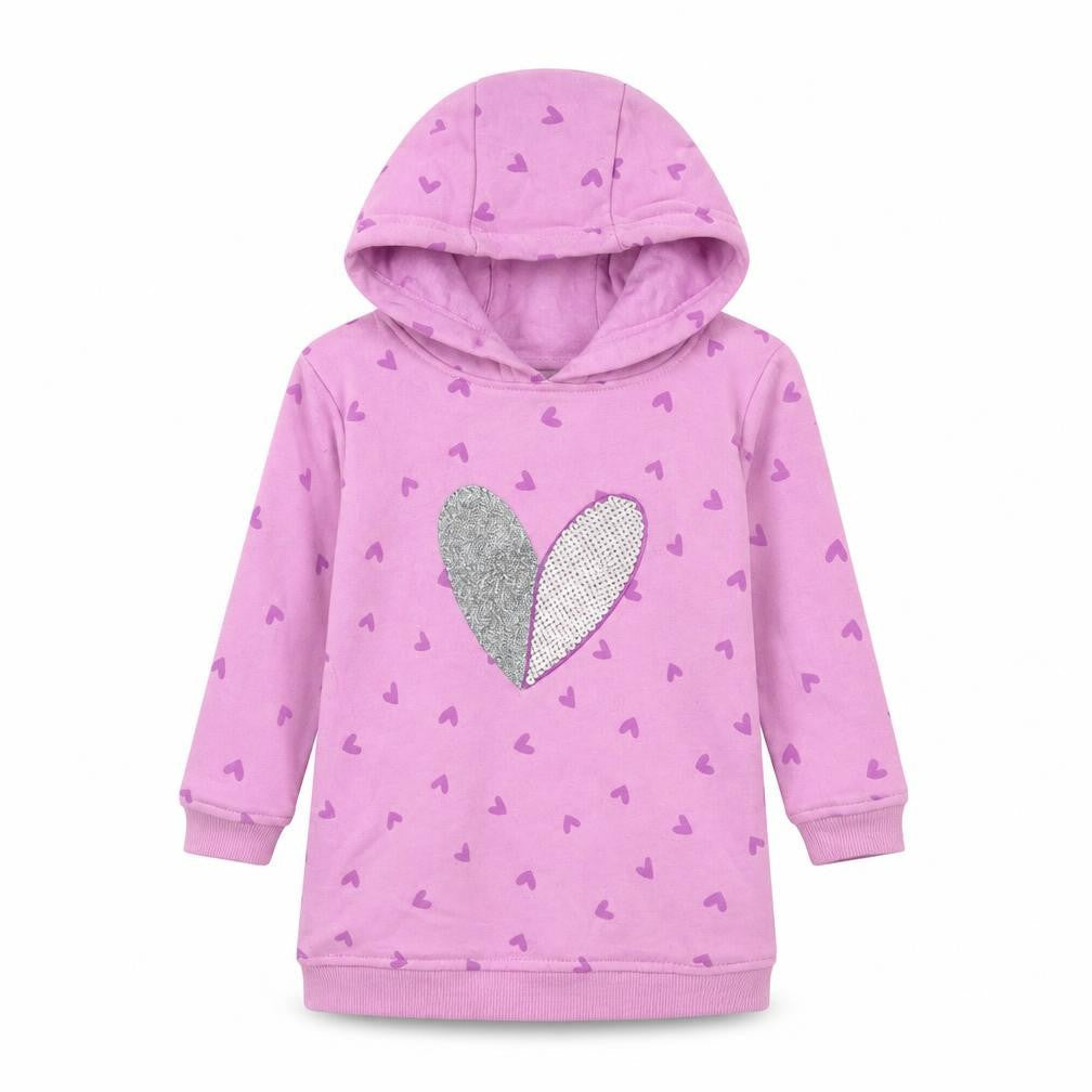Dunnes Girls Purple  Cotton Jumper Dress  Size 6-9 Months  Round Neck Pullover - Heart