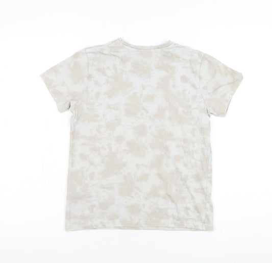 Primark Boys Grey  Cotton Basic T-Shirt Size 10-11 Years Round Neck Pullover - Tie dye