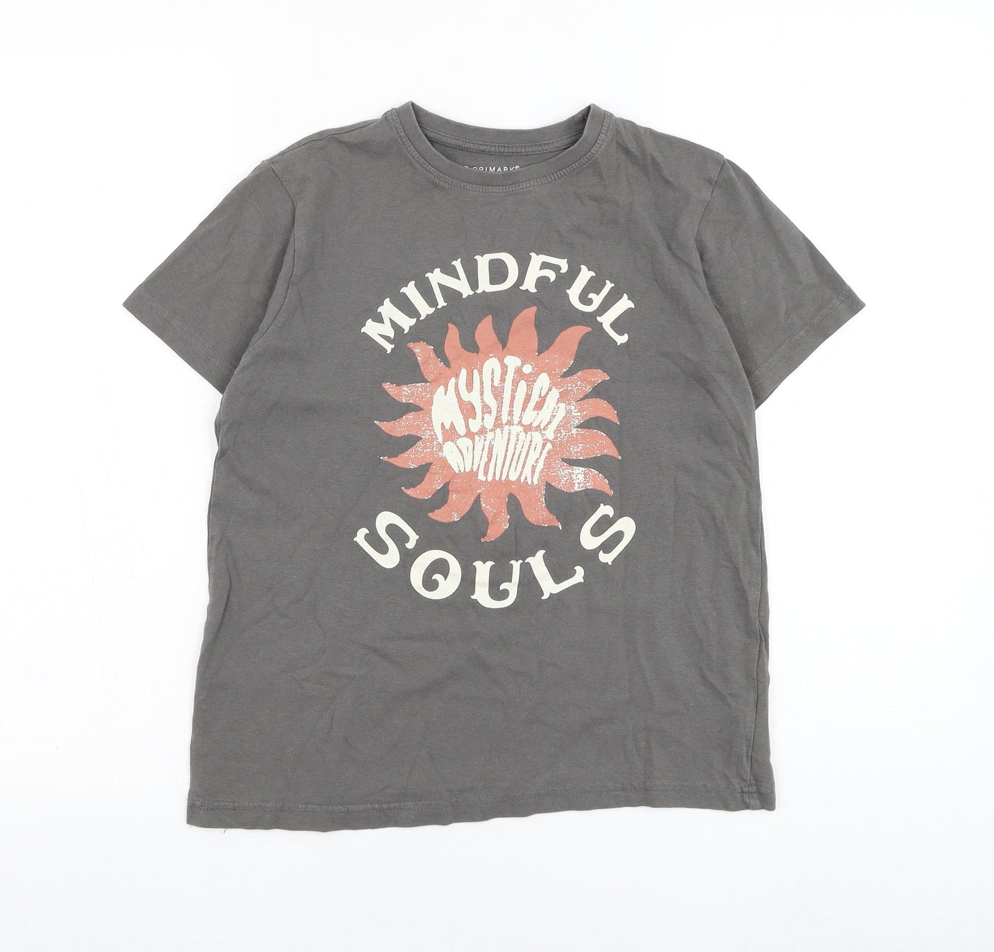 Primark Girls Grey  Cotton Basic T-Shirt Size 10-11 Years Round Neck Pullover - Mindful Souls