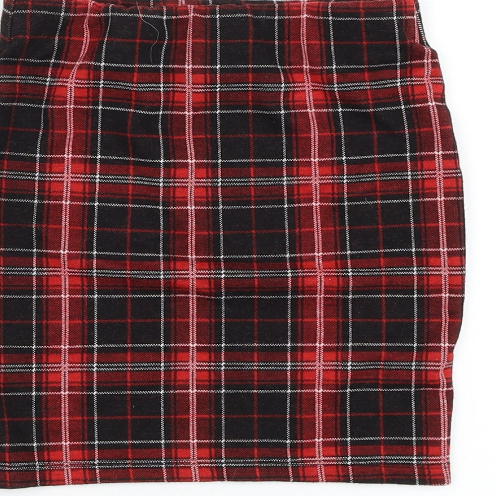 New Look Girls Red Check Polyester Straight & Pencil  Size 9 Years  Regular Pull On