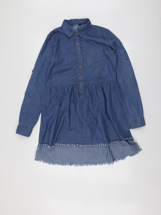 Polo Login Womens Blue  Cotton Skater Dress  Size S  Collared