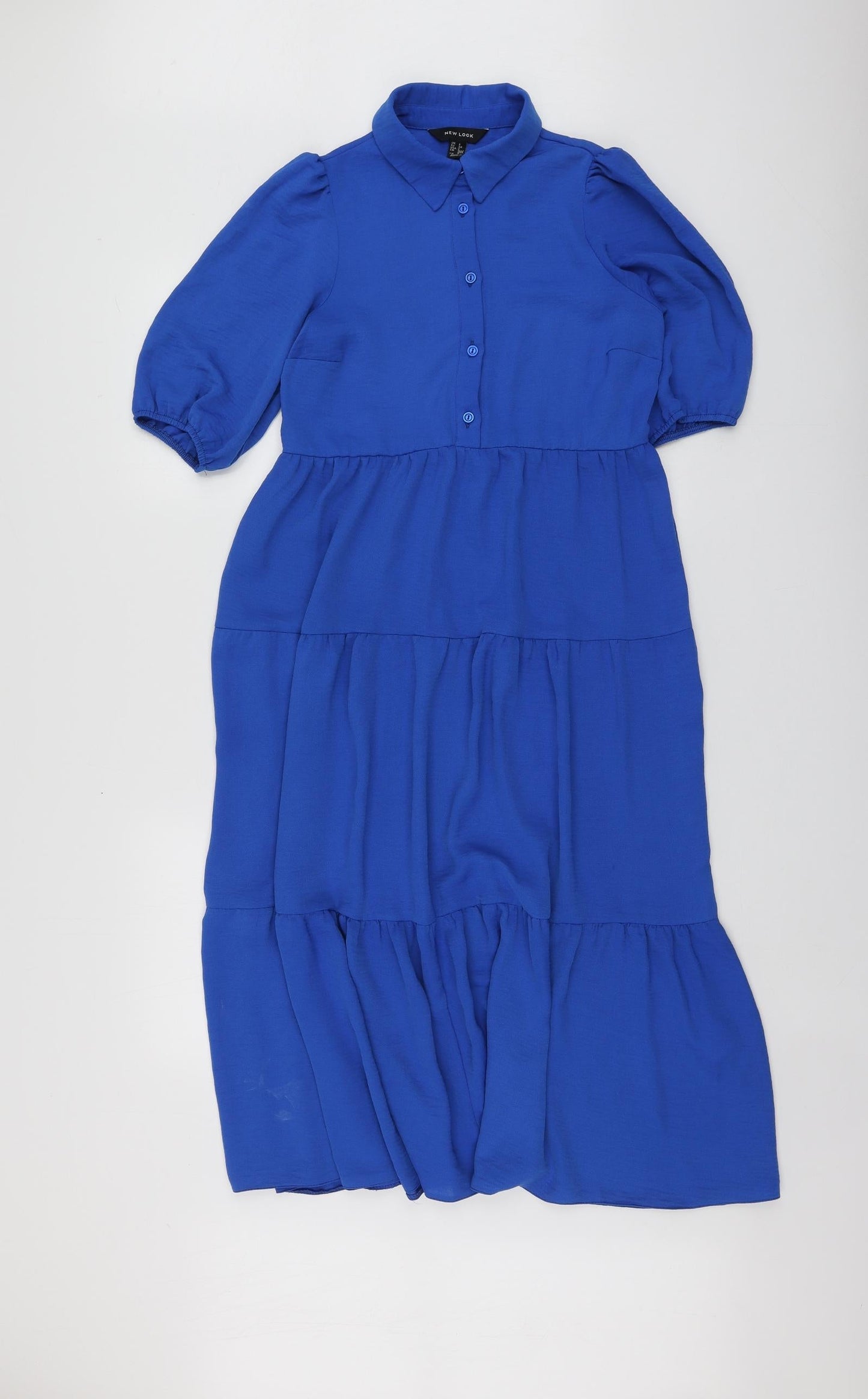 New Look Womens Blue  Polyester Skater Dress  Size 6  Collared