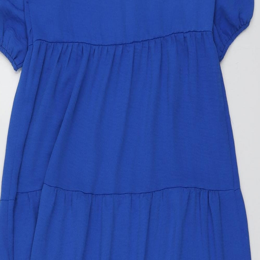 New Look Womens Blue  Polyester Skater Dress  Size 6  Collared