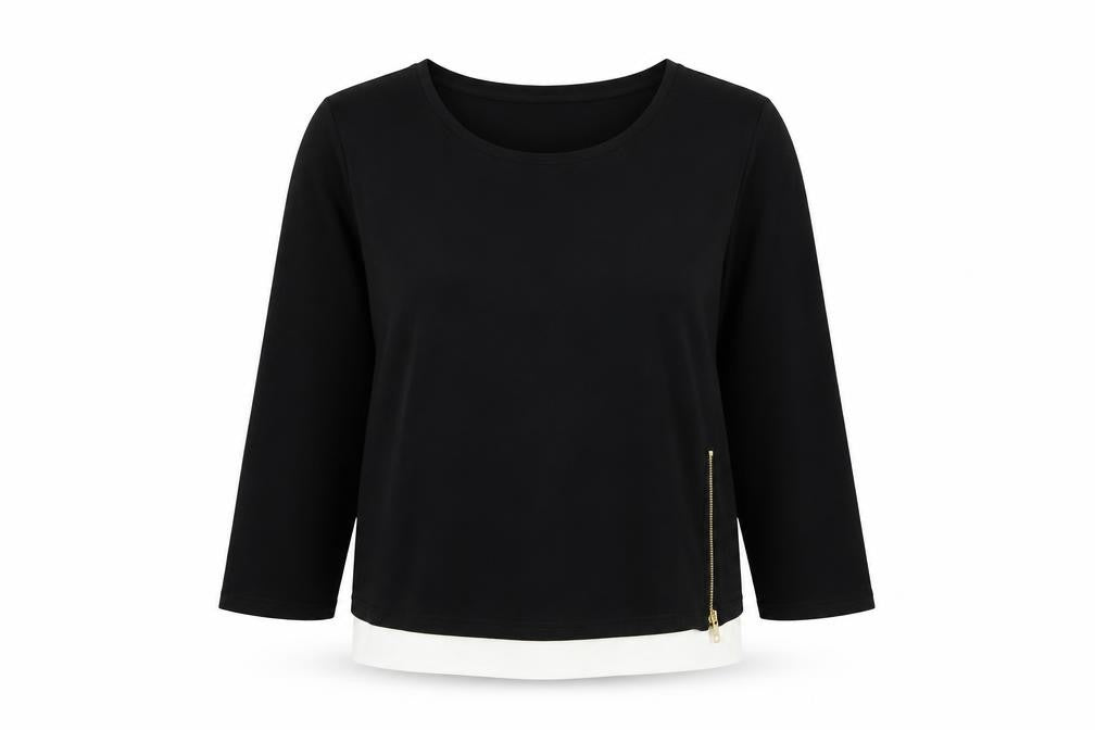 Trawelers Womens Black  Polyester Basic Blouse Size 6 Round Neck