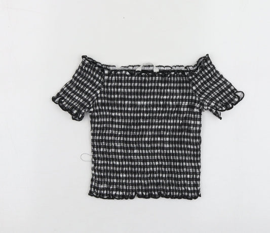 Candy Couture Girls Black Check Polyester Basic T-Shirt Size 11 Years Sweetheart