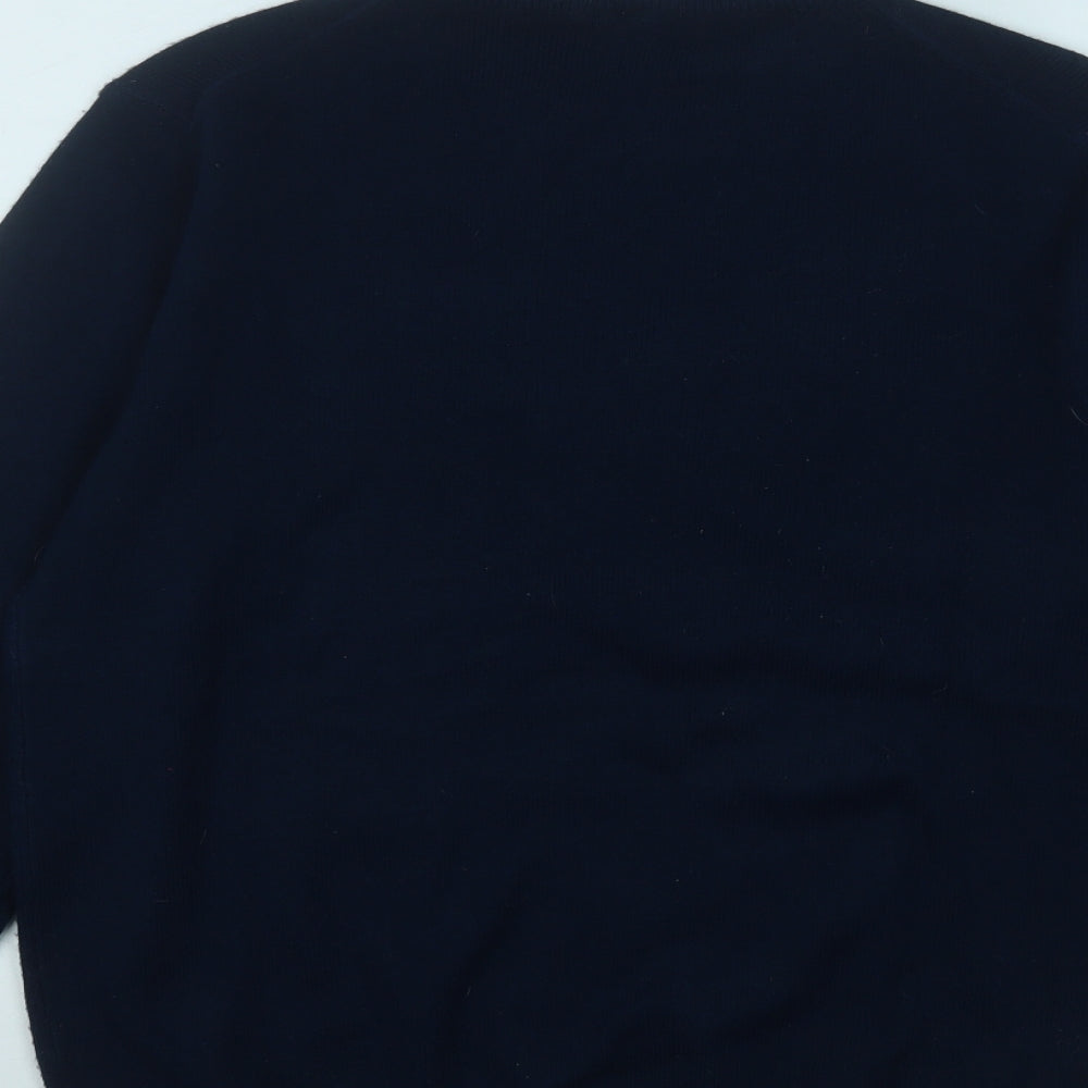 HENRY BARROWS Mens Blue Round Neck  Acrylic Pullover Jumper Size L