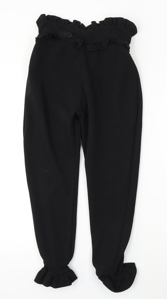 PRETTYLITTLETHING Womens Black  Polyester Trousers  Size 8 L23 in Regular