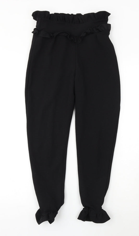PRETTYLITTLETHING Womens Black  Polyester Trousers  Size 8 L23 in Regular