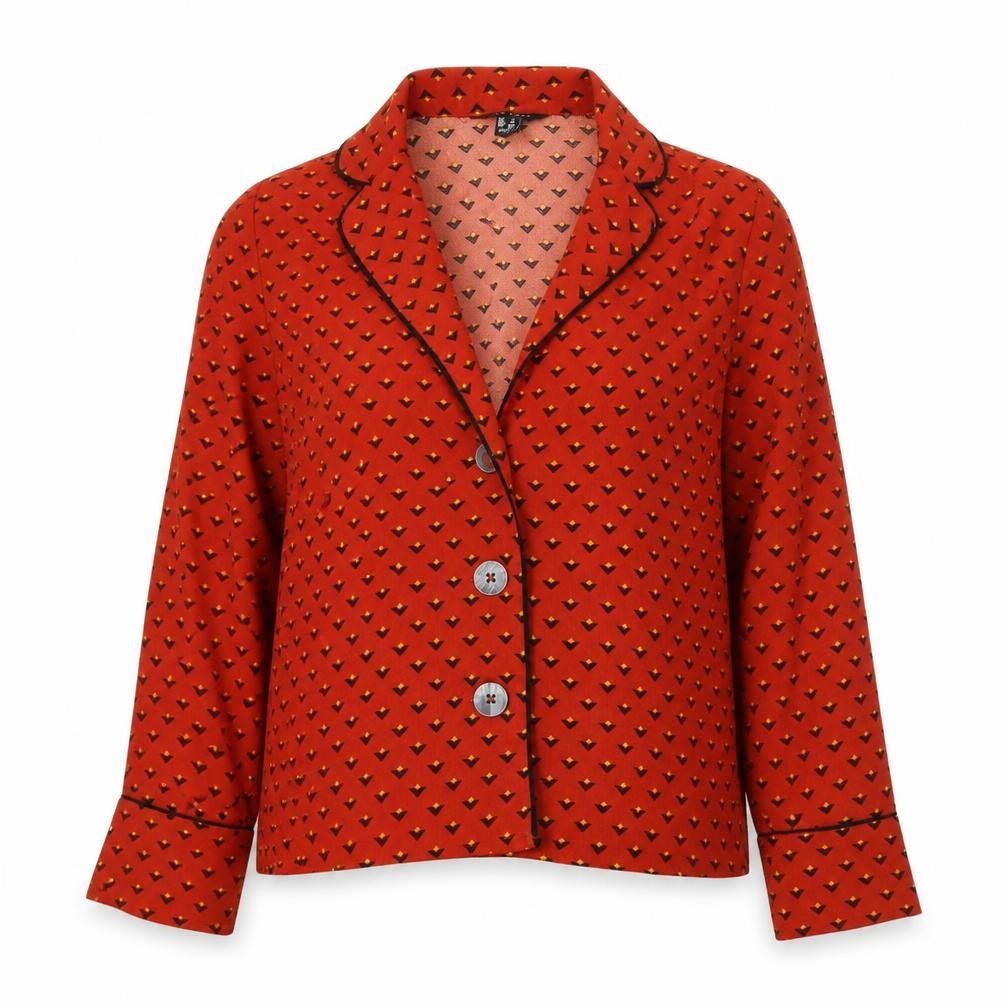 New Look Womens Multicoloured Geometric Polyester Basic Blouse Size 8 Collared