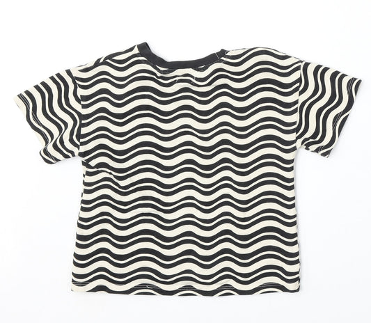 NEXT Girls White Animal Print Cotton Basic T-Shirt Size 5 Years Round Neck