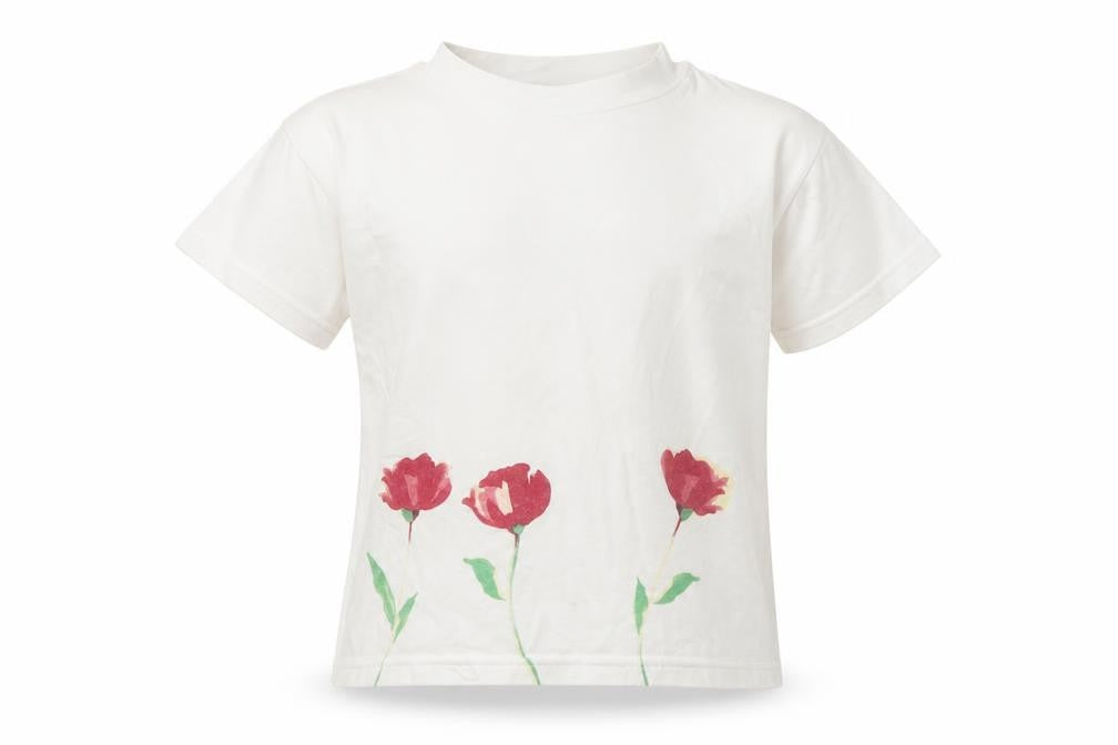 ELLE Girls White Floral Cotton Basic T-Shirt Size 2 Years Crew Neck