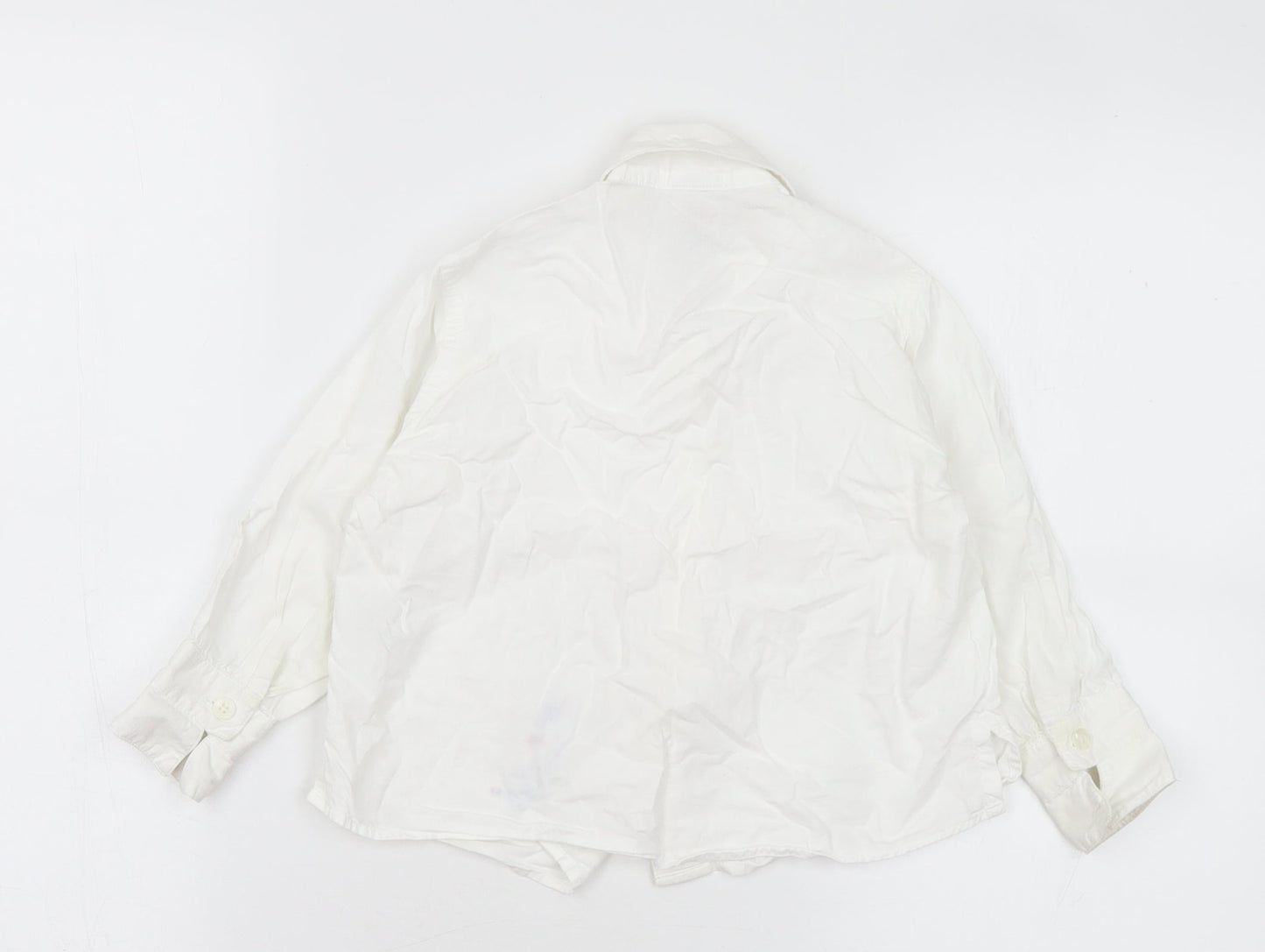 NEXT Girls White Floral Cotton Basic Blouse Size 2 Years Collared Button
