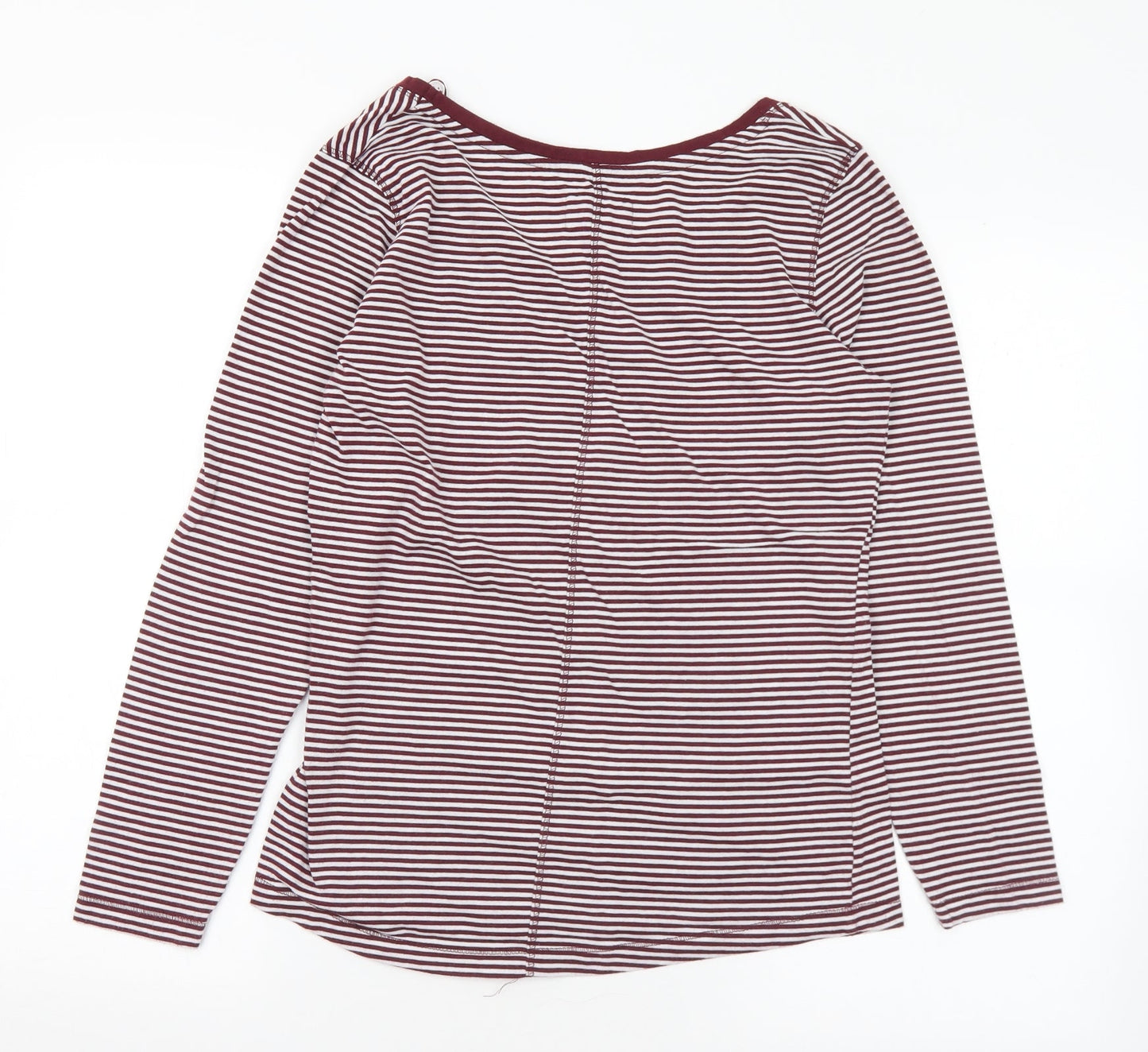 Dunnes Stores Womens Purple Striped Polyester Basic T-Shirt Size 12 Round Neck