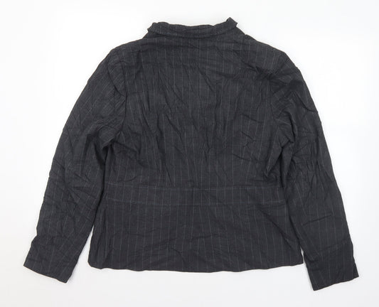 Atuonomy Womens Grey Pinstripe Polyester Jacket Suit Jacket Size 16