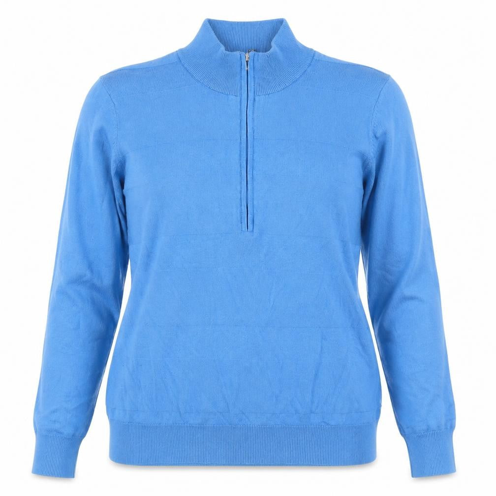 Greenland Womens Blue High Neck  Cotton Cardigan Jumper Size 16