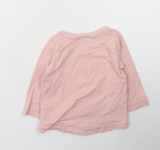 NEXT Girls Pink  Cotton Basic Casual Size 3-6 Months Round Neck