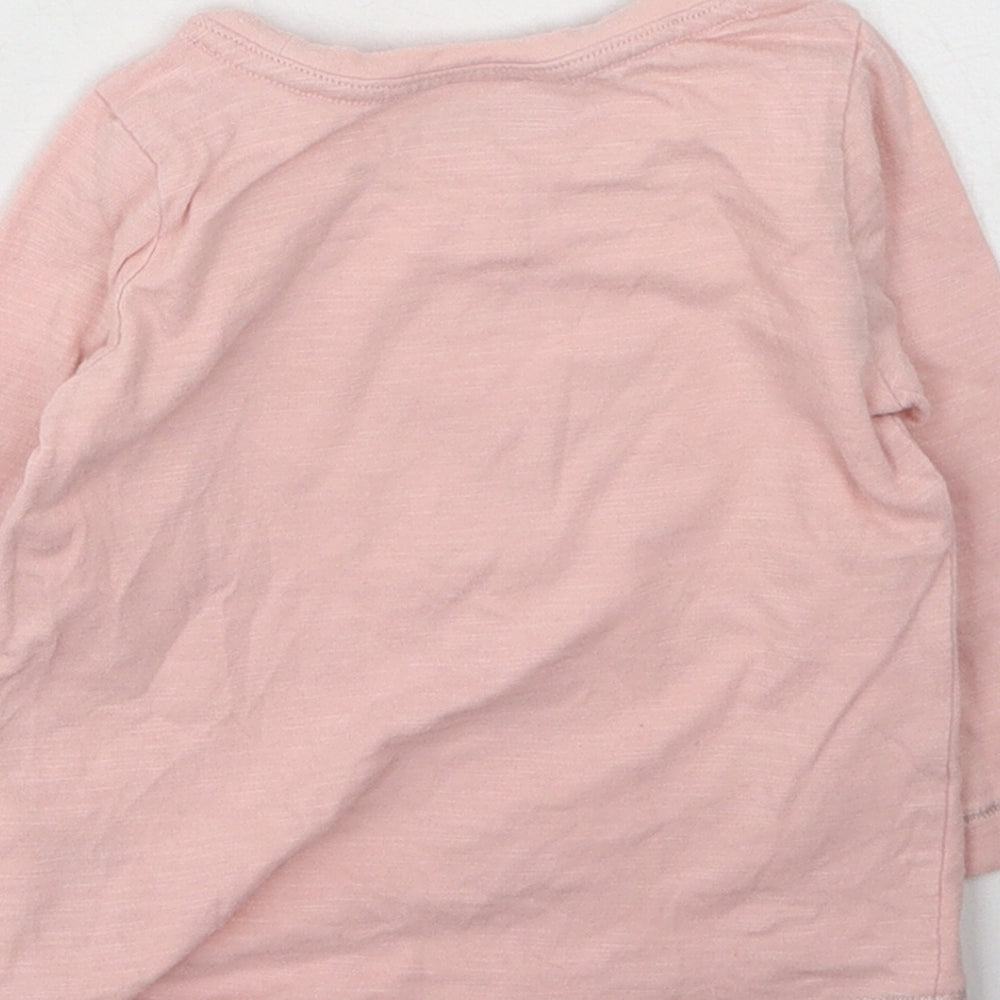 NEXT Girls Pink  Cotton Basic Casual Size 3-6 Months Round Neck