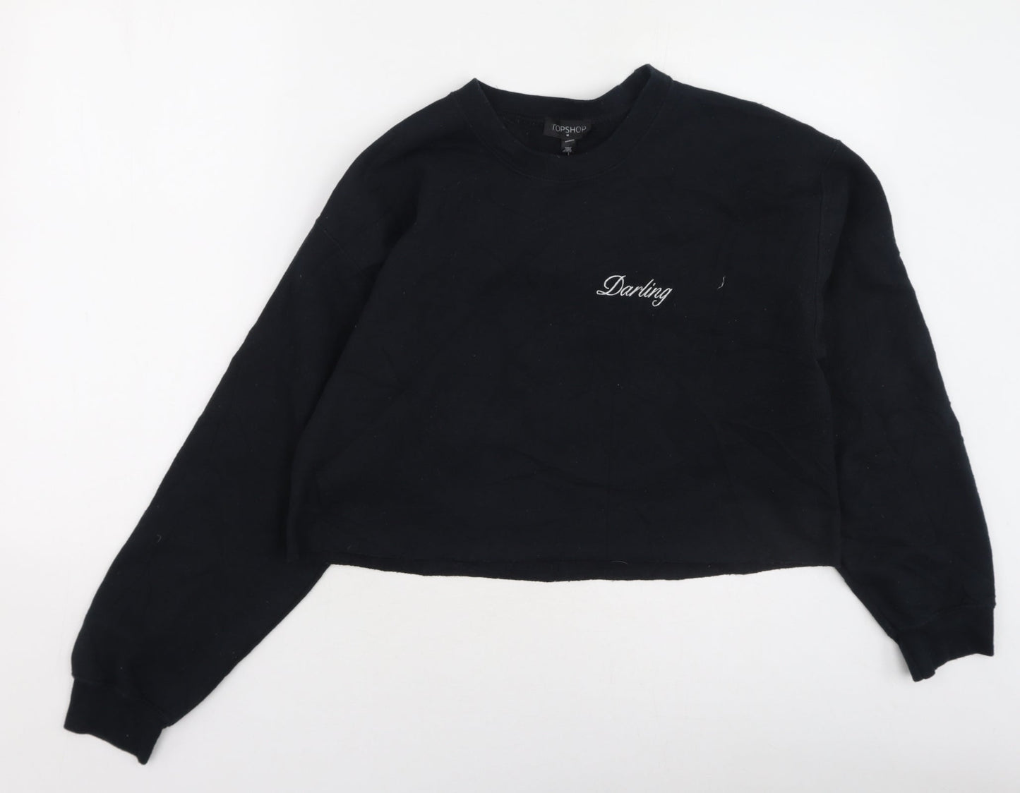 Topshop Womens Black  Polyester Pullover Sweatshirt Size M