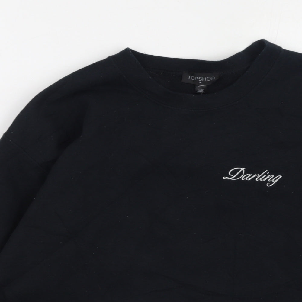 Topshop Womens Black  Polyester Pullover Sweatshirt Size M
