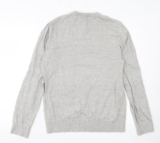 H&M Mens Grey Crew Neck  Cotton Pullover Jumper Size L