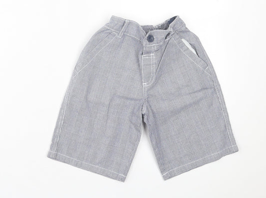 H+T Boys Blue Houndstooth Cotton Bermuda Shorts Size 5 Years  Regular Buckle