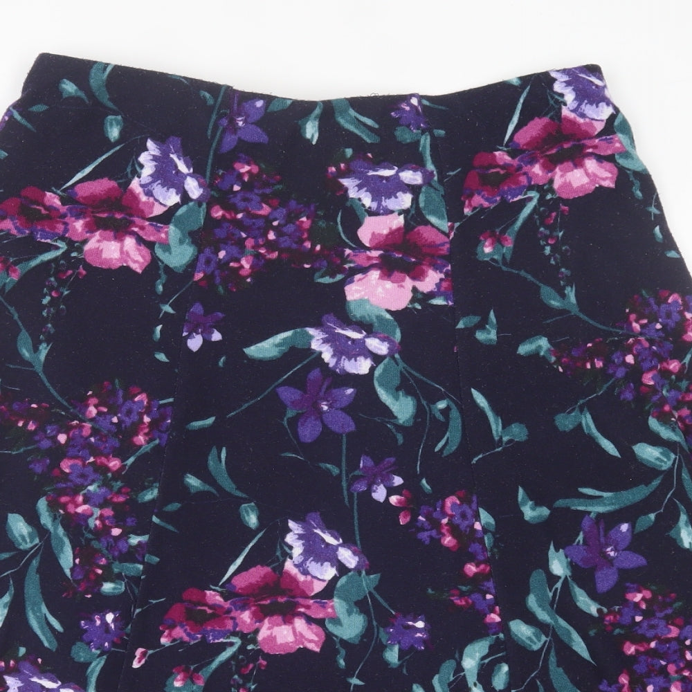 Anna Rose  Womens Purple Floral Polyester A-Line Skirt Size 12