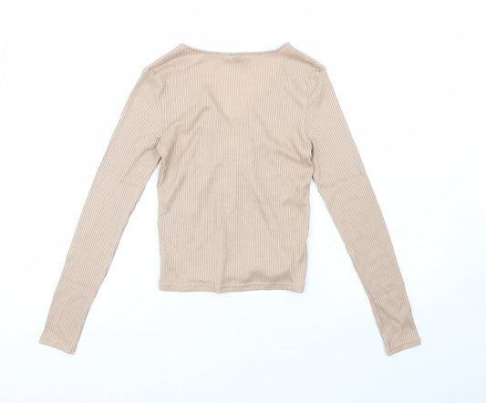 H&M Womens Beige  Polyester Pullover Sweatshirt Size 4