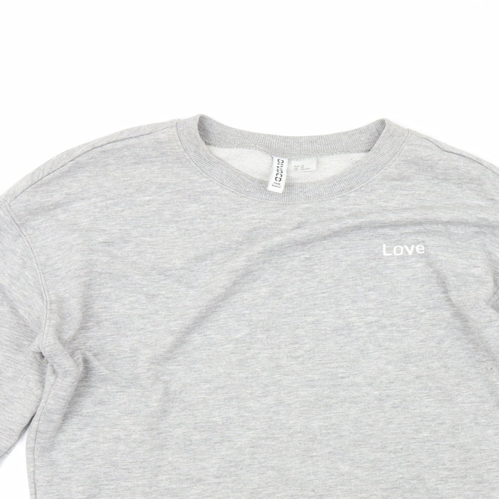 H&M Womens Grey Crew Neck  Cotton Pullover Jumper Size XS   - Love
