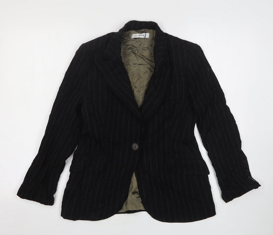 Planet Womens Black Striped Wool Jacket Suit Jacket Size 8