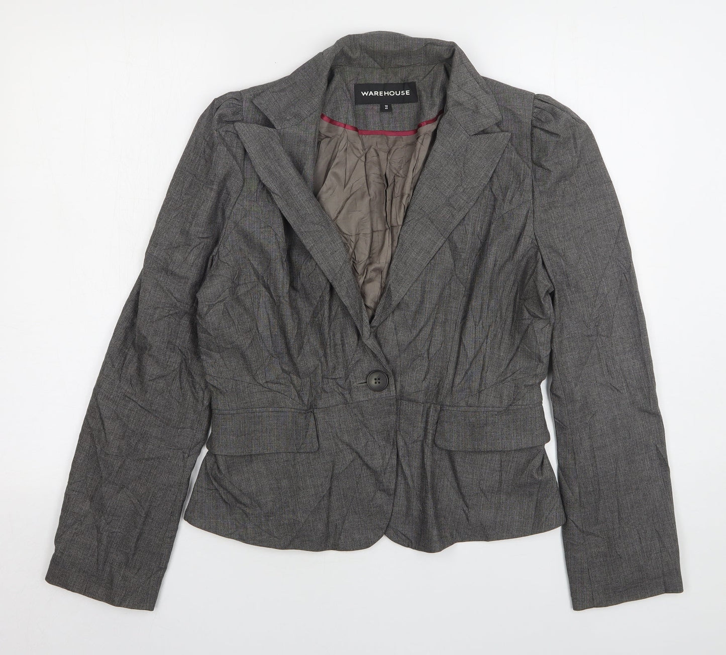 Warehouse Womens Grey  Polyester Jacket Suit Jacket Size 14